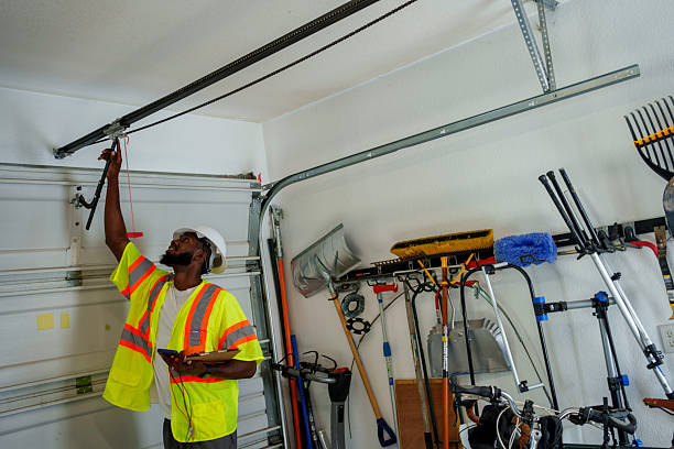 Professional Garage Door Installation technician working in Great Neck Plaza, NY